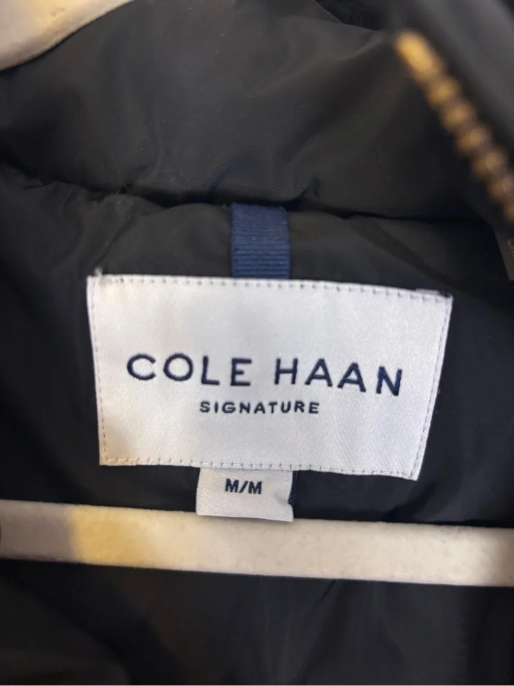 Cole Haan Black Quilted Hooded Puffer Coat with Gold Hardware Women’s Medium